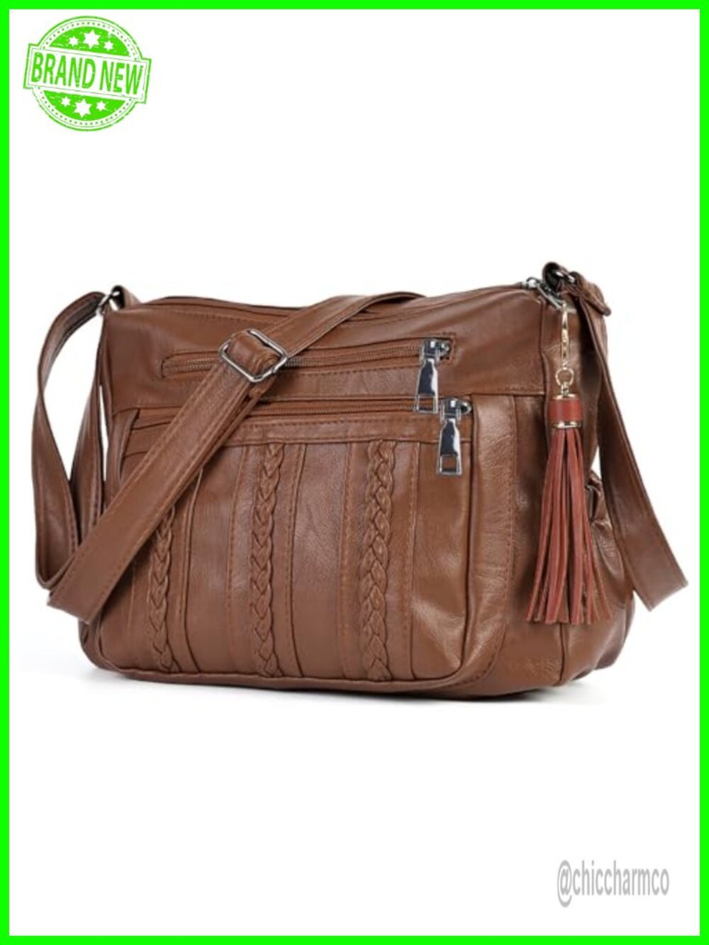 PU Leather Crossbody Bag Multi Pocket Shoulder Purse